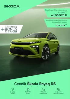 Katalóg Škoda v Šamorín | Nova Skoda Enyaq RS cennik | 2026-10-03T00:00:00.000Z - 2026-10-28T00:00:00.000Z