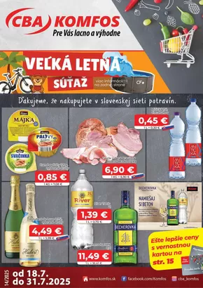 Katalóg CBA v Žilina | Výhodná ponuka CBA Komfos | 2025-07-18T00:00:00.000Z - 2025-07-31T00:00:00.000Z