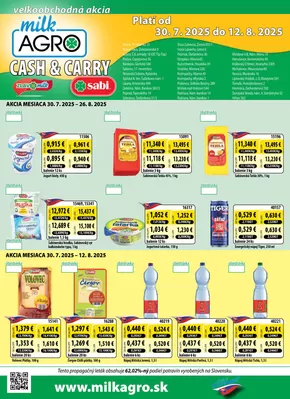 Katalóg Milk Agro v Sečovce | Cash & Carry leták | 2025-07-30T00:00:00.000Z - 2025-08-12T00:00:00.000Z