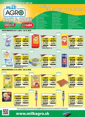 Katalóg Milk Agro v Bratislava | Cash & Carry leták | 2025-08-13T00:00:00.000Z - 2025-08-26T00:00:00.000Z