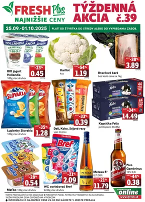 Katalóg Fresh | Týždenná akcia FRESH Plus | 2025-09-25T00:00:00.000Z - 2025-10-01T00:00:00.000Z