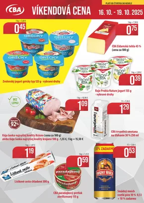 Katalóg CBA v Bratislava | CBA Víkendová cena | 2025-10-16T00:00:00.000Z - 2025-10-30T00:00:00.000Z