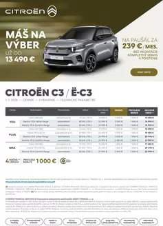 Katalóg Citroën v Dubnica nad Váhom | CENNÍK Nová C3 | 2026-01-01T00:00:00.000Z - 2026-12-31T00:00:00.000Z