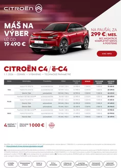 Katalóg Citroën v Dubnica nad Váhom | CENNÍK Nová C4 a Ë-C4 | 2026-01-01T00:00:00.000Z - 2026-12-31T00:00:00.000Z