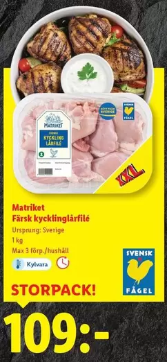 Färsk kycklinglårfilé