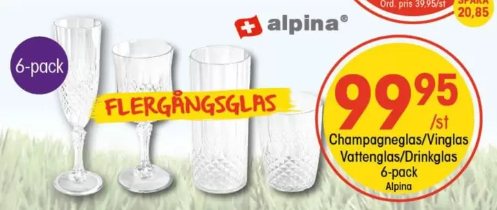 Champagneglas/Vinglas Vattenglas/Drinkglas