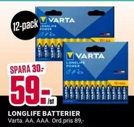 Varta - LONGLIFE BATTERIER