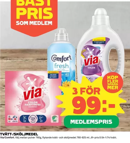 Via - TVÄTT-/SKÖLJMEDEL