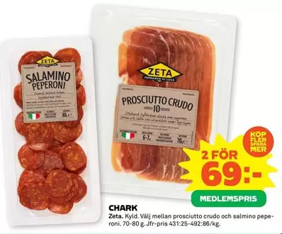 Zeta - PROSCIUTTO CRUDO or SALAMINO PEPERONI