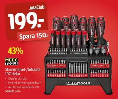 Meec Tools - Skruvmejsel-/bitssats 107 delar