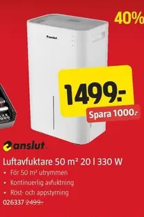 Luftavfuktare 50 m² 20 l 330 W