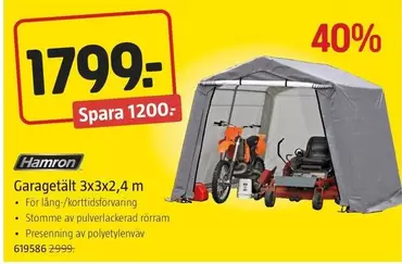 Hamron - Garagetält 3x3x2,4 m