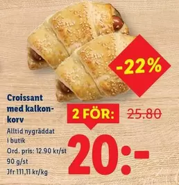 Croissant med kalkon-korv