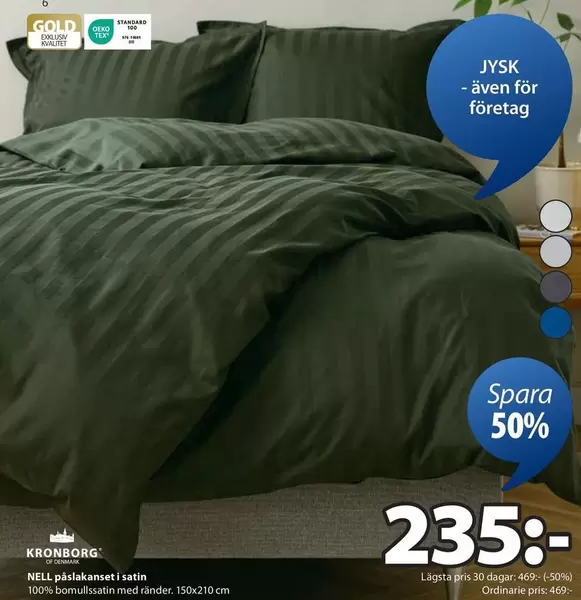Jysk - NELL påslakanset i satin