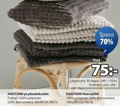 HAGTORN prydnadskudde, HAGTORN fleecepläd