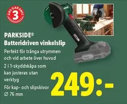 Batteridriven vinkelslip