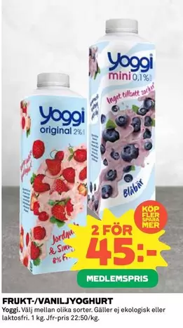 yoggi - FRUKT-/VANILJYOGHURT