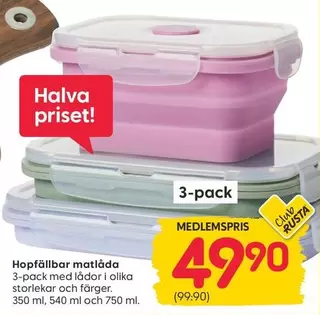 Hopfällbar matlåda