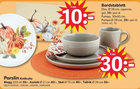 Bordstablett, Porslin