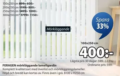 mörkläggande lamellgardin