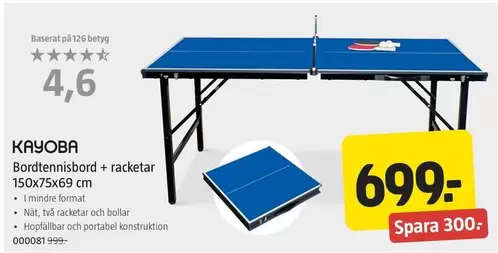 Bordtennisbord + racketar
