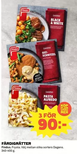 Findus - BLACK & WHITE, OST SCHNITZEL, PASTA ALFREDO