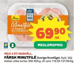 Kronfågel - FÄRSK MINUTFILÉ