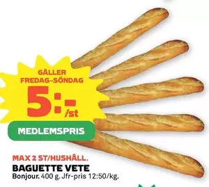 Bonjour - BAGUETTE VETE
