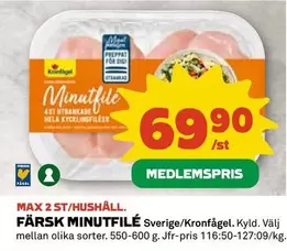 Kronfågel - FÄRSK MINUTFILÉ