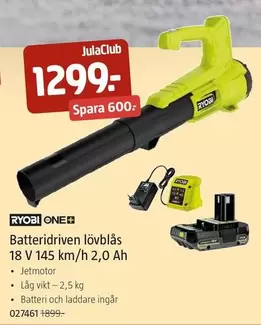 Batteridriven lövblås 18 V 145 km/h 2,0 Ah