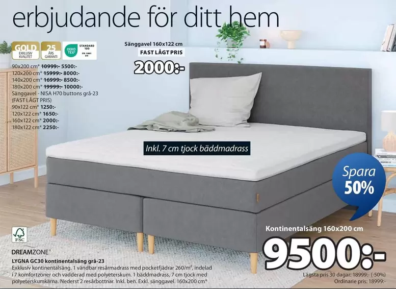 LYNGBO GC38 kontinentalsäng 160x200 cm
