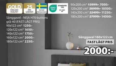 Sänggavel - NISA H70 buttons