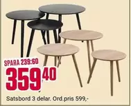Satsbord 3 delar