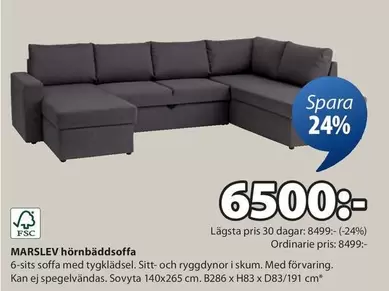 MARSLEV hörnbäddsoffa