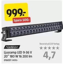 Hamron - Ljusramp LED 9-36 V 20" 180 W 16 200 Im