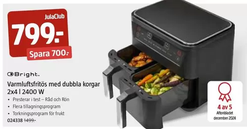 Varmluftsfritös med dubbla korgar