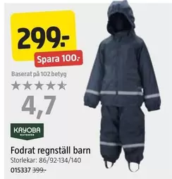 Fodrat regnställ barn