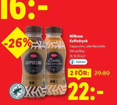 Milbona - Kaffedryck Cappuccino, Latte Macchiato