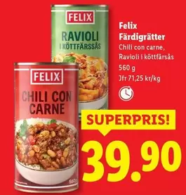 Felix - Chili con carne, Ravioli i köttfärsås