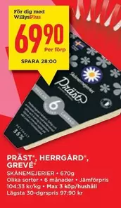 Skånemejerier - PRAST, HERRGÅRD, GREVE