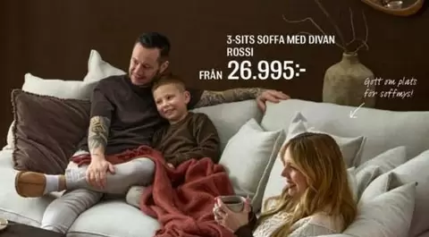 3-SITS SOFFA MED DIVAN ROSSI