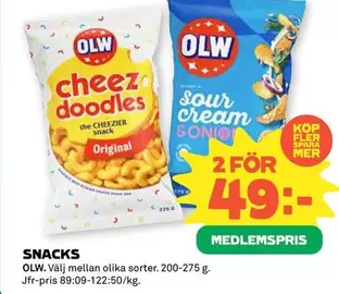 OLW - Cheez doodles, Sour cream & onion
