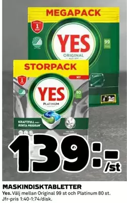 Yes - MASKINDISK TABLETTER
