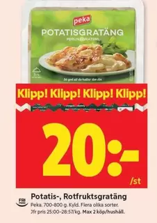 Peka - Potatis-, Rotfruktsgratäng