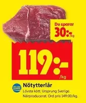 Nötytterlår