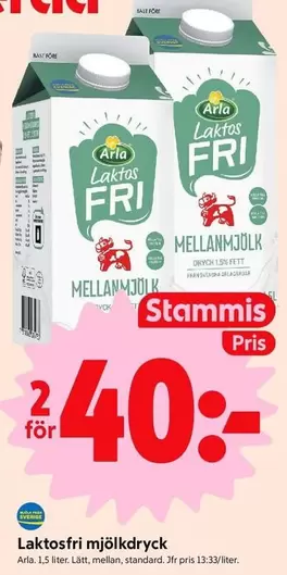Arla - Laktosfri mjölkdryck