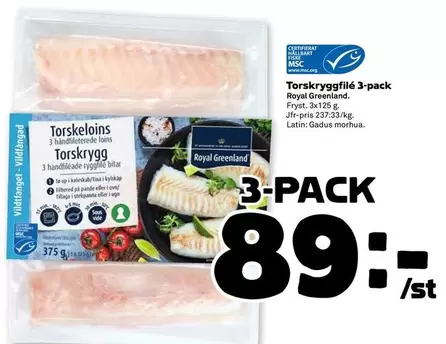 Royal Greenland - Torskryggfilé 3-pack