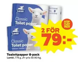 Lambi - Toalettpapper 8-pack