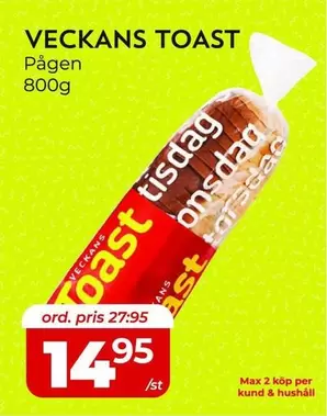 Pågen - VECKANS TOAST