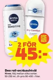 Nivea - Deo roll-on/duschtvål